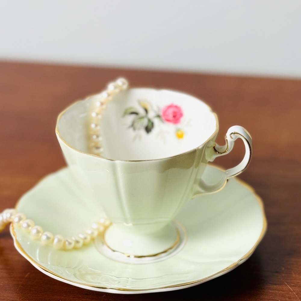 Vintage Royal Adderley Rose Fine Bone China Floral Demitasse/Saucer Set
